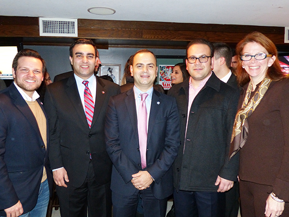 Former Glendale Mayor and current City Councilman Zareh Sinanyan and Montebello Mayor Jack Hadjinian were on hand at the ANCA Hovig Apo Saghdejian Capital Gateway Program networking mixer, joined here with then CGPAC Chairman Dan Stepanian Bennett and Ms. Jocelyn Aramian Micolucci, whose family has graciously supported establishment of the ANCA Martha Aramian Armenian Cultural Center, which houses CGP fellows.