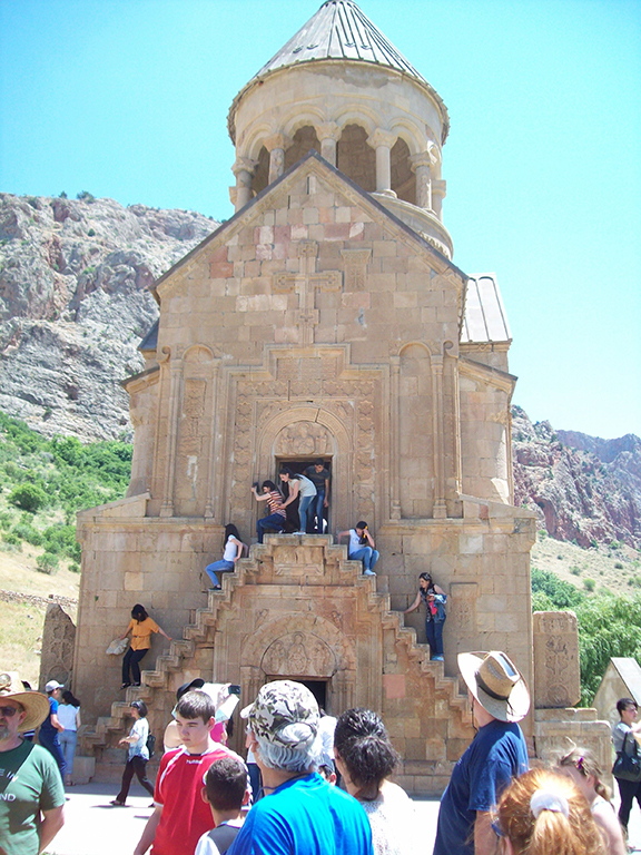 Climbing the steps of Noravank’s Sourp Asdvadzadzin church