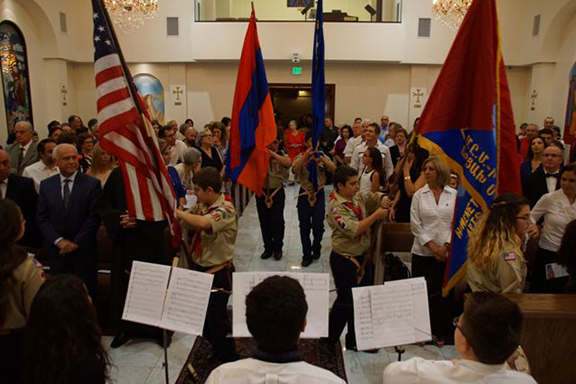 Homenetmen Artsakh Scouts During Flags Presentation