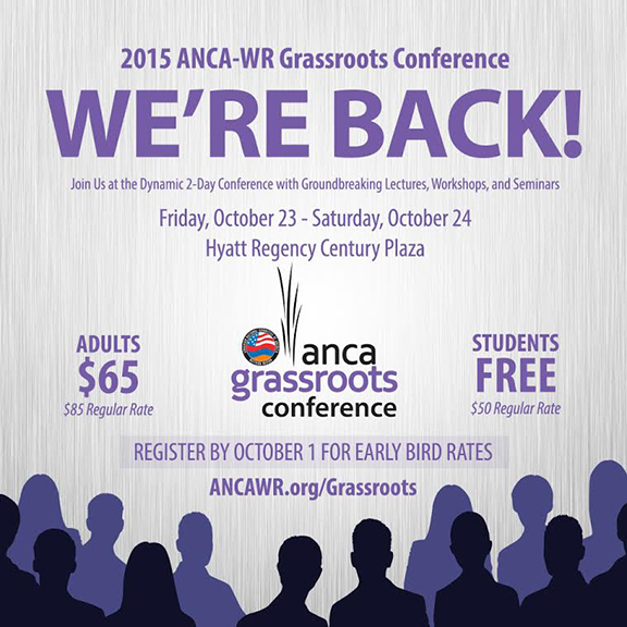ANCA-WR Grassroots Conference will kick off on October 23