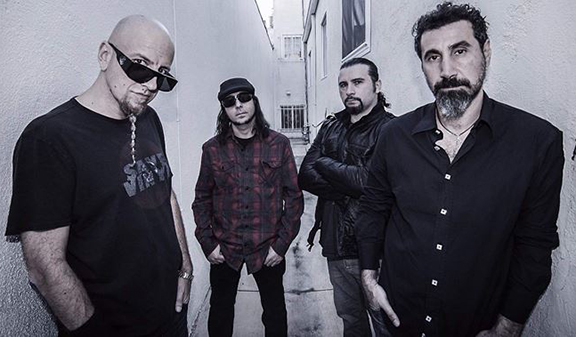 System Of A Down L-R: Shavo Odadjian, Daron Malakian, John Dolmayan, Serj Tankian (Photo Credit: Frank Maddocks