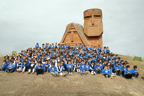 ARS "Sosseh" Kindergarten students at We are Our Mountain monument in Artsakh