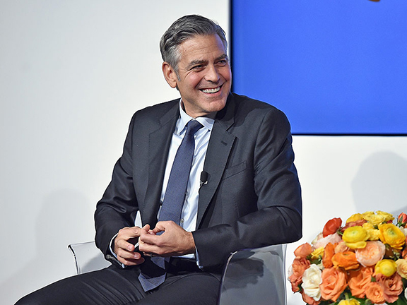 George Clooney at the launch of the 100 LIVES initiative in New York City in March (Source: Mike Coppola / Getty)