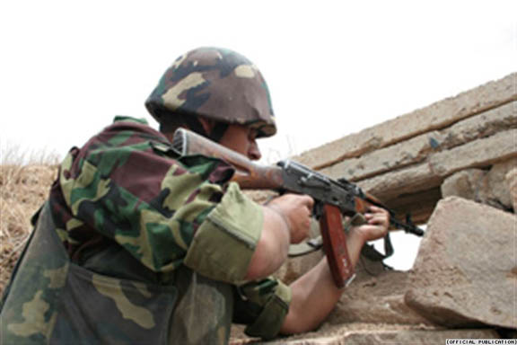 A soldier guarding the Karabakh-Azerbaijan border