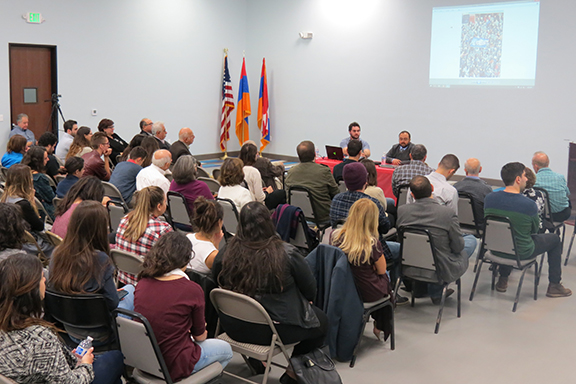 Community members gathered at the Armenian Cultural Foundation's Burbank Youth Center to hear Sayat Tekir