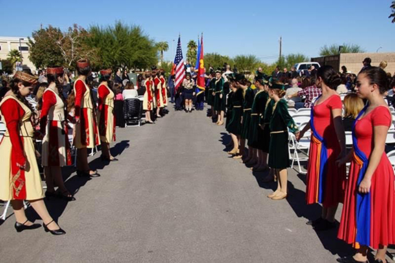 Clergy, dignitaries, and the public to follow the procession led by Homenetmen flag bearers to the monument site.