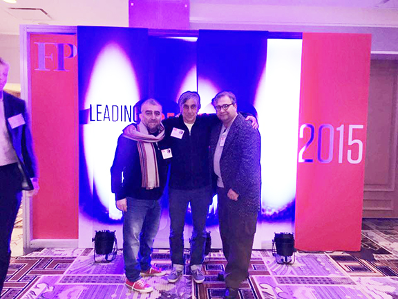 iwitness project principals Vahagn Thomassian, Ara Oshagan and Levon Parian at the Foreign Policy 2015 Global Thinkers Award presentation in Washington.
