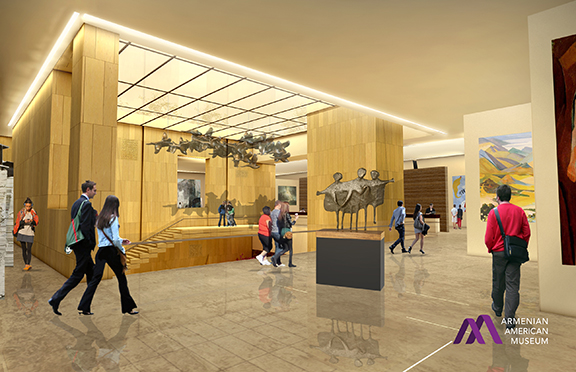 An architect's rendering of the museum's gallery