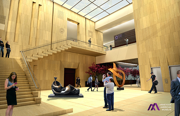 An architect's rendering of the museum inerior