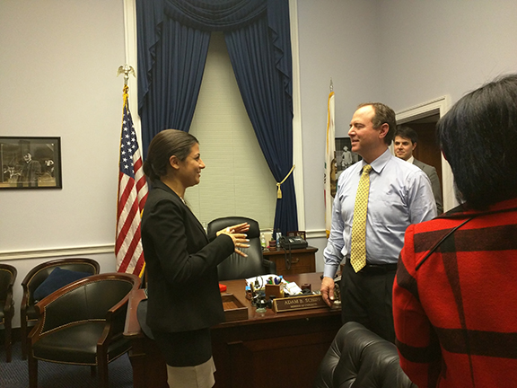 ANCA Leo Sarkisian Internship Alumni Alina Sarkissian with Rep. Adam Schiff (D-CA)