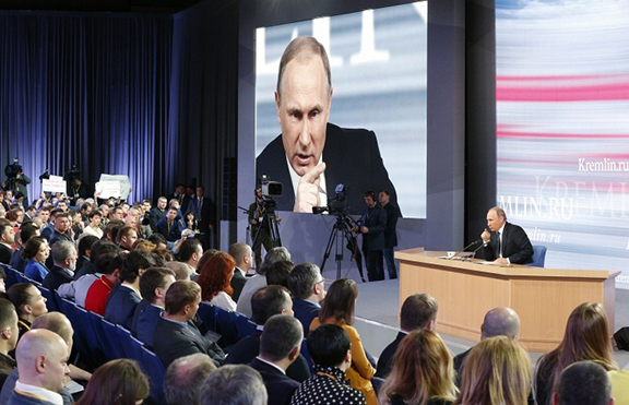 Putin during his annual news press conference (Source: TASS)