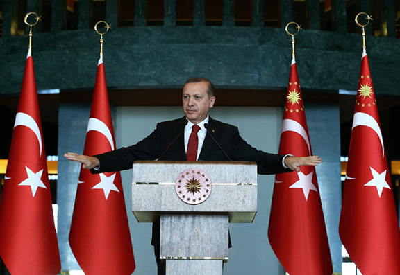 Turkish president, Recep Tayyip Erdogan, on Tuesday as he criticized the signers of a petition denouncing the military’s campaign against Kurdish militants in southeastern Turkey. (Source: Kayhan Ozer) 