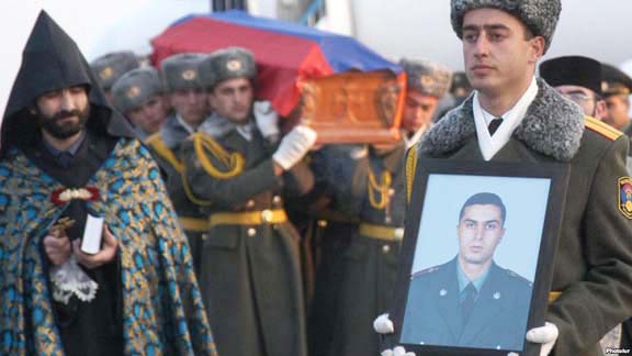 Funeral Gurgen Markarian in Yerevan after he was brutally axed to death by Ramil Safarov