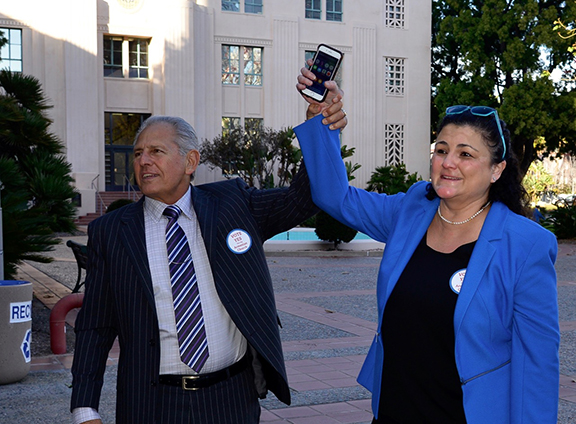 Trust Committee Chairman Harry Krikorian enjoys a moment of recognition with the project’s professional consultant, Marcela Escobar-Eck.