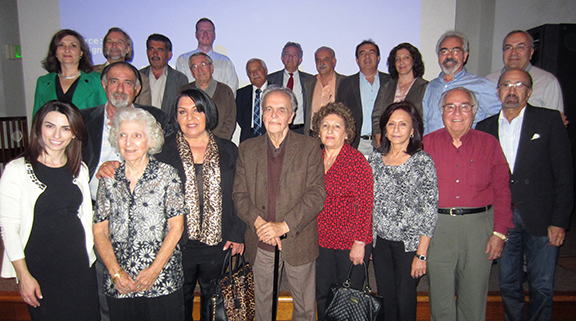 Conference attendees and speakers, including Zaruhy Sara Chitjian (first row, second from left), Kristine Martirosyan-Olshansky (first row, far left), Dr. Marco Brambilla (first row, far right), and Dr. Bert Vaux (back row, fourth from left).  (Source: Edward Hayrapetyan)