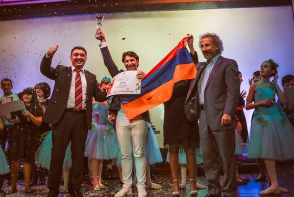 Artsakh Singer Sar Sargsyan at the international contest in Spain. (Source: Armenpress)