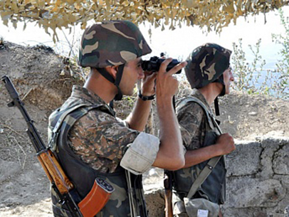 Karabakh soldiers on the front lines. (Souce: Arka)