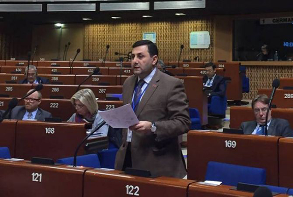 Armenian PACE Delegate Samvel Farmanyan during a session of PACE. (Source: Armenpress) 