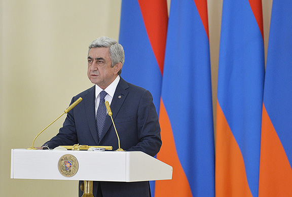 President Serzh Sarkisian charts Armenia's course after Constitutional reforms on Friday