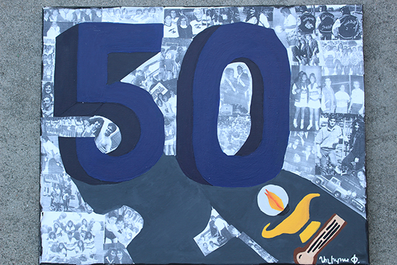 22.	Mesrobian 50th Anniversary art created by Mesrobian High School senior Alida Piliguian in Studio Art class.