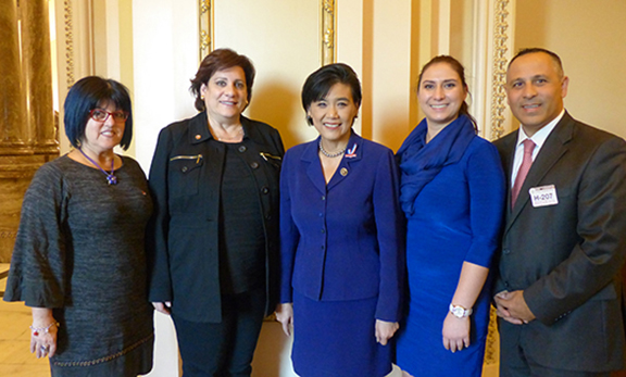 Los Angeles participants of the ANCA DC Fly-In meet with Congresswoman Chu. Left to right – Silva Kechichian, ANCA-WR Chair Nora Hovsepian, Congresswoman Judy Chu (CA-27), ANCA-WR Government Affairs Director Tereza Yerimyan, and ANCA-WR Advisory Board Member Raffi Hamparian. 