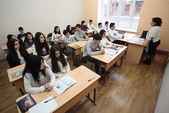 Students at Yerevan’s Tchaikovsky Secondary Music School.