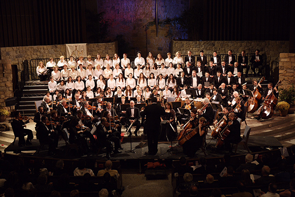 Maestro Vatsche Barsoumian conducting the Lark Choir and Orchestra.