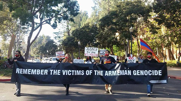 UCLA students during last year's Stain of Denial protest. 