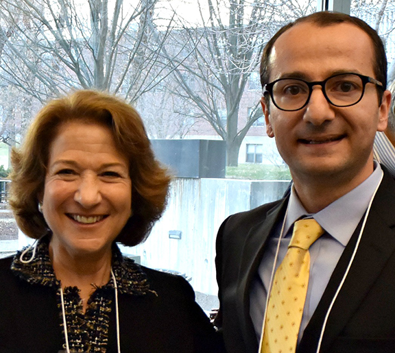 Strassler Center Director Debórah Dwork with Khatchig Mouradian, who was honored as the first-ever Ph.D. in Armenian Genocide Studies, Jan. 29 at Clark University. (Source: Spencer Cronin, Clark University)