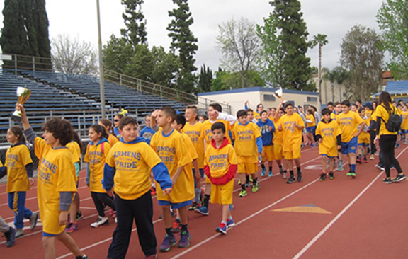 Ferrahian athletes during the march.