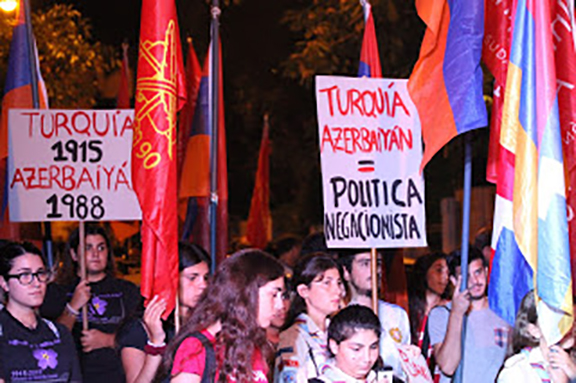 Images of the protest organized by AYF and HMEM in South America.