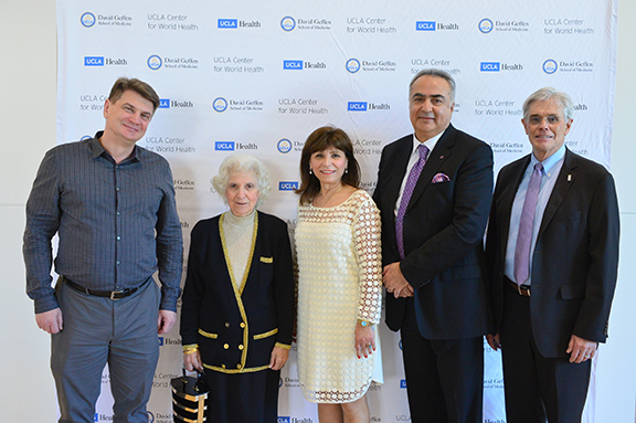 From left to right: Dr. Evgeni Sokurenko, Sara Chitjian, Salpy Akaragian, Dr, Sevak Avagyan, Dr. Thomas Coates