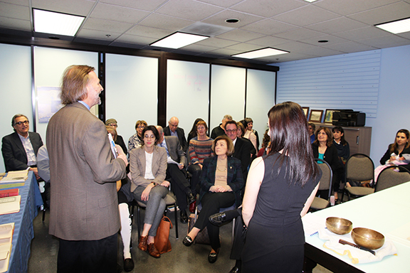 Peter Cowe and Kristine Martirosyan-Olshansky Addressing the Audience