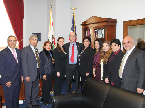 Senior House Foreign Affairs Committee Member Brad Sherman (D-CA) with ANCA National Board and Regional leaders and Vardan Tadevosyan, Director of the Lady Cox Rehabilitation Center in Karabakh. 03/16/16