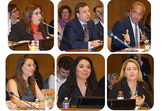 The panelists of the conference: Top left to right: Nyree Dererian, Michael Herrman, Patrick Sarkisian. Bottom left to right: Taline Kevorkian, Sylvia Tirakian, Anna Faith