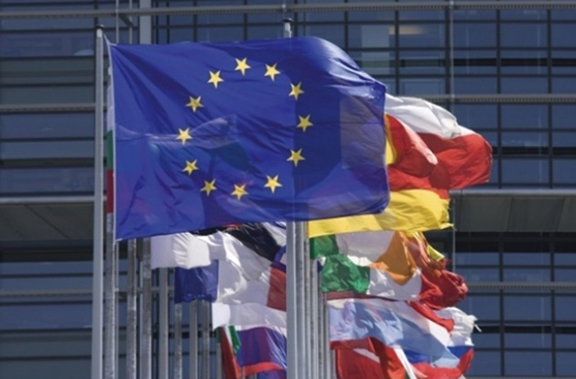 Flags of the European Union and member states. 