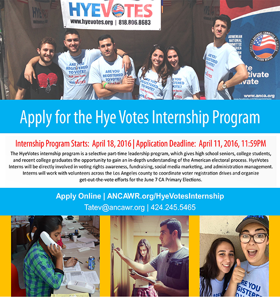 General internship launched by ANCA-WR's Hye Votes