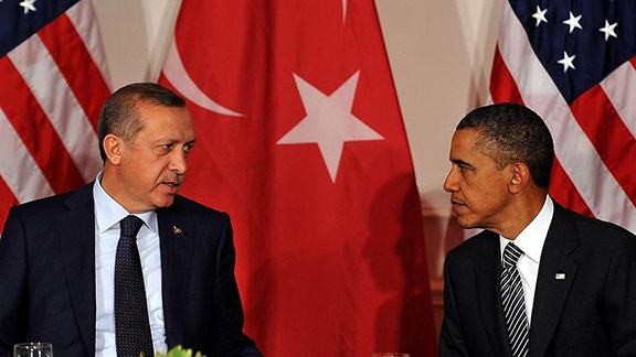 Turkish President Recep Tayyip Erdogan (left) with President Obama