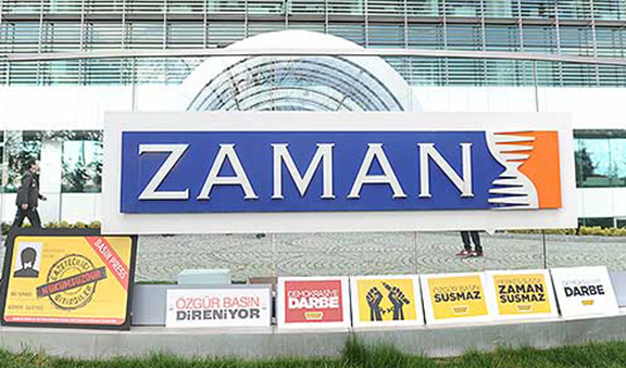 The entrance of Zaman headquarters. (Source: Today's Zaman, Selahattin Sevi)