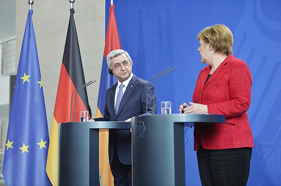 President Serzh Sarkisian with German Chancellor Angela Merkel