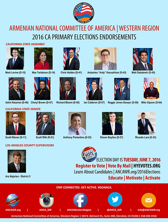 ANCA-WR announces endorsements for June 7 California State Primary  Elections