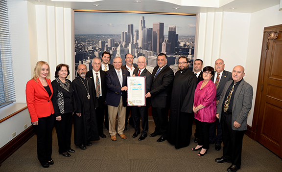 Representatives of the Mousa Ler Association with Councilmember Paul Krekorian (center)