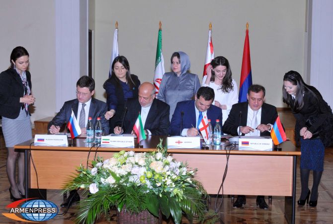 Energy Ministers of Armenia, Iran, Georgia, and Russia sign agreement for North-South Energy Corridor. 