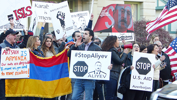 Scenes from the community protest in front of the Azerbaijani Embassy in Washington, DC organized the ARF Sebouh Gomideh in cooperation with the Soorp Khatch Armenian Apostolic Church.