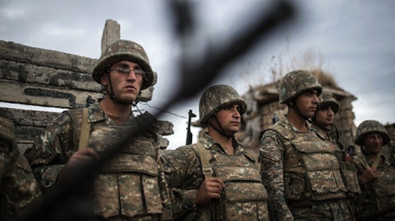 Nagorno-Karabakh Republic soldiers at the Martakert frontline