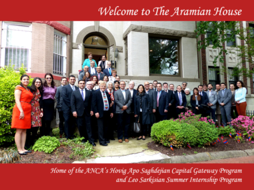 ANCA leaders, friends and supporters with the Aramian and Saghdejian families at the opening of The Aramian House in Washington DC, which serves as the permanent home for the ANCA’s Hovig Apo Saghdejian Capital Gateway and Leo Sarkisian Internship Programs.