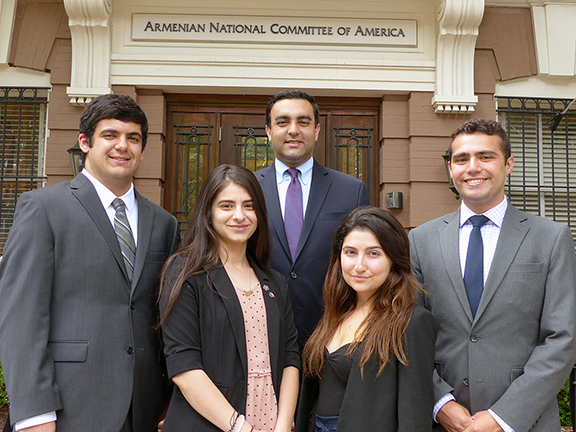  ANCA Legislative Affairs Director Raffi Karakashian with Leo Sarkisian Summer Interns Peter Sahagian, Alyssa Dermenjian, Nayiri Partamian and Paul Iskajyan.