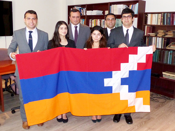 NKR Representative to the U.S. Robert Avetisyan and ANCA Legislative Affairs Director Raffi Karakashian with ANCA Leo Sarkisian Interns 