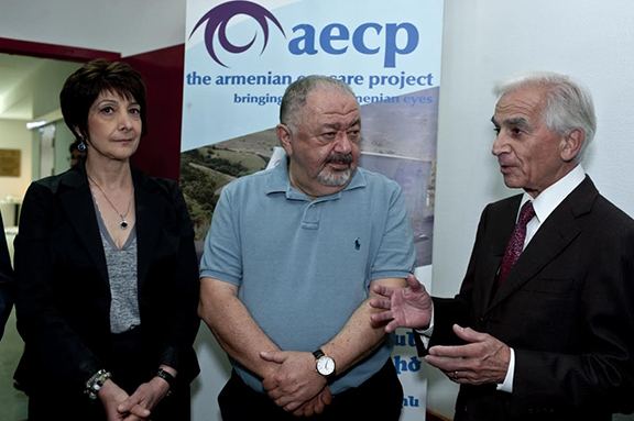 AECP Armenia Director Nune Yeghiazaryan, Chief Ophthalmologist of Armenia Dr. Alexander Malayan and AECP Founder Dr. Roger Ohanesian