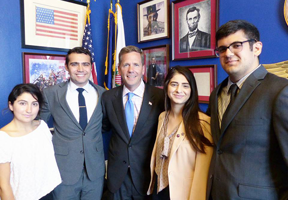 The ANCA's Leo Sarkisian Interns with Congressional Armenian Caucus Co-Chair Robert Dold (R-IL) after a discussion on Artsakh freedom, the US-Armenia relationship, US policy on the Armenian Genocide, and life on Capitol Hill.